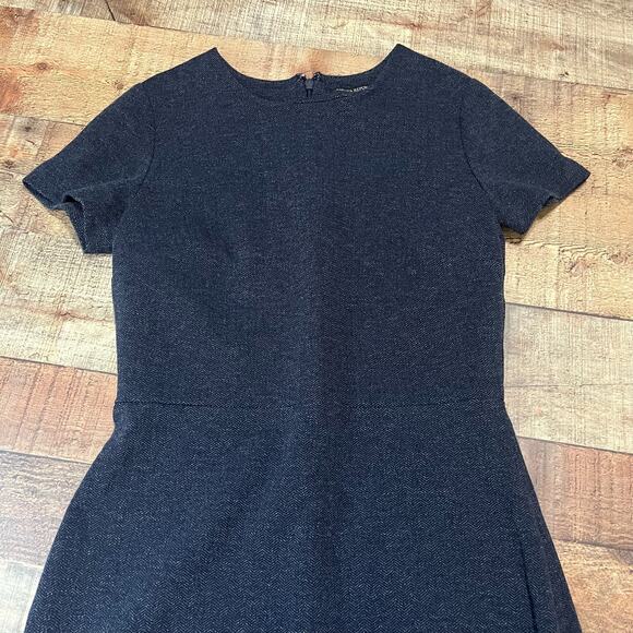 Banana Republic Factory | Navy Herringbone Back Zip Cap Sleeve Career Dress Sz 4 - Picture 4 of 5